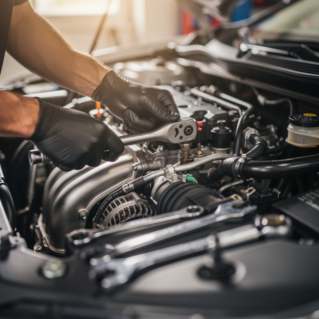 DiMauro's Independent Honda Acura Repair expert technician performing a vehicle inspection in Goleta, CA